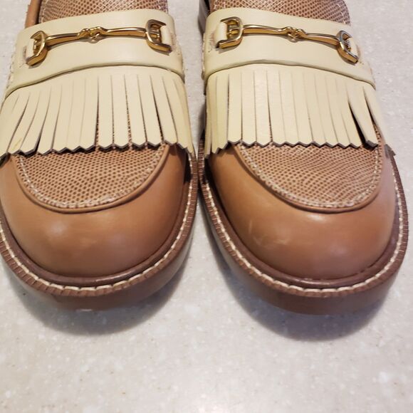 SAM EDELMAN NEW YORK Shoes Womens 8M Beige Horse Bit Cammi Kiltie Almond Loafers - Picture 8 of 12